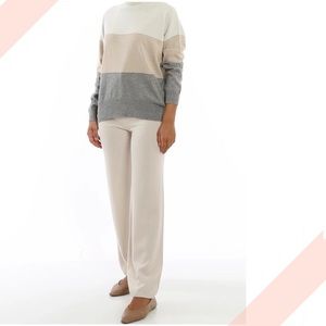 NWT Peserico tied-waist ribbed cashmere blend knit trousers size 38